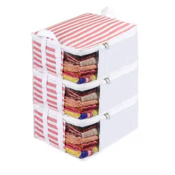 prettykrafts Peach-Coloured Set of 3 Regular Drawer Organiser Organisers image 1