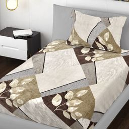 FABINALIV Brown & Beige Geometric 300 TC Single Bedsheet with 1 Pillow Covers-picture-36