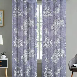 ANA Grey & White Set of 2 Floral Room Darkening Door Curtain-picture-8