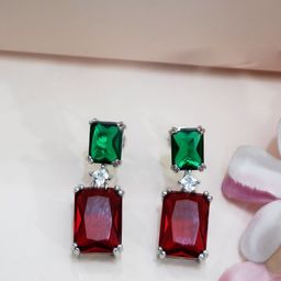 Niscka Silver Plated American Diamond Contemporary Drop Earrings-36