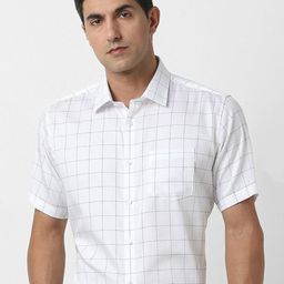 Van Heusen Windowpane Checked Spread Collar Cotton Formal Shirt-picture-31