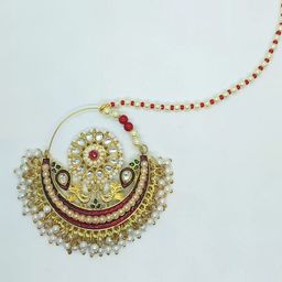 NIKYANKA Gold-Plated Cubic Zirconia Studded Chained Nosepin-picture-39