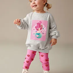 JC SPARKLE Girls Printed Round Neck Pure Cotton Sweatshirt With Trousers-image-13