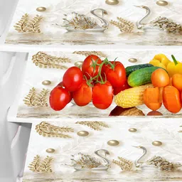 Aura 3-Pcs Beige & White Printed Fridge Organisers-2