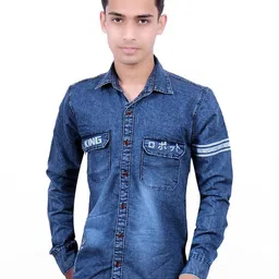 SQS Boys Slim Fit Full Sleeve Denim blue Color Shirt-picture-20