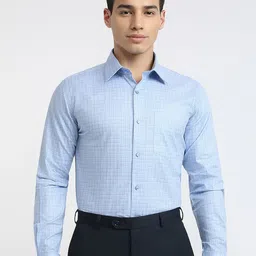 Raymond Checked Pure Cotton Contemporary-Fit Semicutaway Formal Shirt-image-72