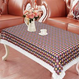 LooMantha Yellow Geometric Printed Waterproof Plastic 4-Seater Table Cover-image-18