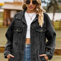 Oh Rare Spread Collar Crop Denim Jacket-picture-12