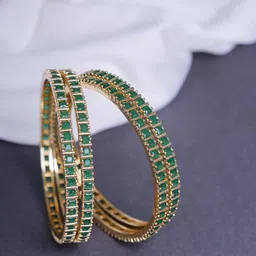 Opal Touch Set Of 4 Gold-Plated AD Studded Bangles-13