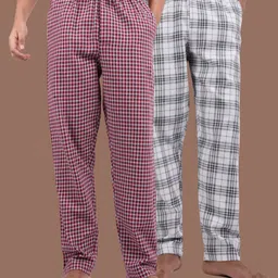 Kryptic Men Pack Of 2 Checked Pure Cotton Lounge Pants-image-75