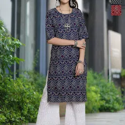 Moda Rapido Selection Of 3 Bandhani Printed Round Neck Straight Kurtas-picture-3
