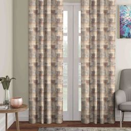 Aura Set of 2 Digital Geometric Black Out Door Curtains-85