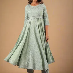 HERE&NOW Women Printed Regular Kurta with Trousers-image-27
