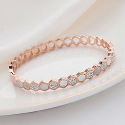 Designs & You Women American Diamond Rose Gold-Plated Bangle-Style Bracelet-20