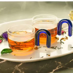 Aura Blue Solid Borosilicate Glass Glossy Cups Set of Cups and Mugs-27