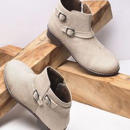 Try Me Women Solid Casual Block-Heeled Chelsea Boots With Buckle Detail-picture-4