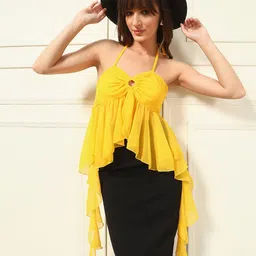 TANDUL Women Solid High Low Top-image-99