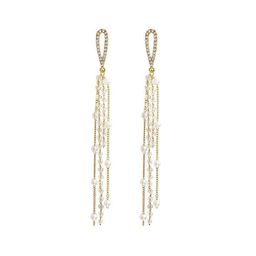 BEYTER Stainless Steel Zircon Studded Contemporary Shaped Drop Earrings-40