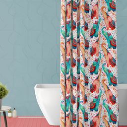 ArtzFolio Green and Red Graphic Printed Waterproof Shower Curtain-image-26