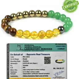 Stone, Green Aventurine, Citrine + Golden, Golden Pyrite, Tiger's Eye Crystal Bracelet-7