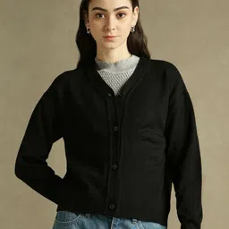 DL Woman V-Neck Acrylic Cardigan Sweaters-image-67