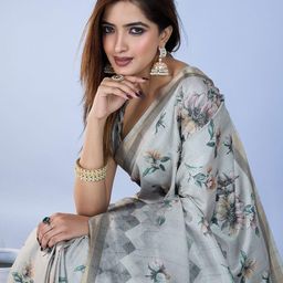Anjor Floral Zari Silk Blend Designer Tussar Saree-image-93