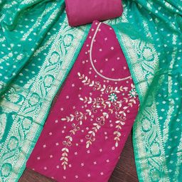 MANVAA Woven Design Beads & Stones Unstitched Dress Material-picture-32