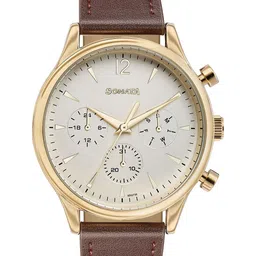 Sonata Men Dial & Leather Straps Analogue Watch 77146YL01-18