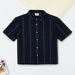 max Boys Vertical Striped Spread Collar Cotton Shirt-50