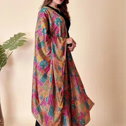 EBADAT Printed Orange Chiffon Dupatta image 3