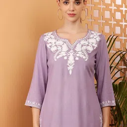 Akshatani Embroidered V-Neck Pure Cotton Kurti-picture-27