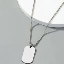 Jewels Galaxy Men Stainless Steel Silver-Plated Silver-Plated Geometric Pendant With Chain-picture-22