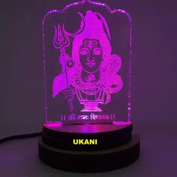 ukani 3D USB God Shivji Bholenath Night Lamp for Car/Office/Desktop/Gift/Table Top 7 Color Change Light Size 3 Inch Table Lamp image 3