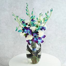 Alluring Orchids And Carnations Vase-image-27