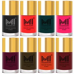 MI FASHION Set of 8 Velvet Matte Long Lasting Vegan Nail Polish - 9.9 ml each-image-100