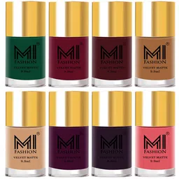 MI FASHION Set of 8 Velvet Matte Long Lasting Vegan Nail Polish - 9.9 ml each-18