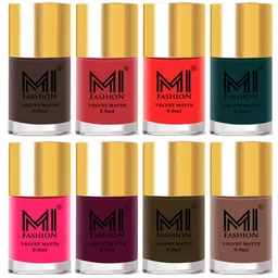 MI FASHION Set of 8 Velvet Matte Long Lasting Vegan Nail Polish - 9.9 ml each-image-101