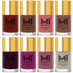 MI FASHION Set of 8 Velvet Matte Long Lasting Vegan Nail Polish - 9.9 ml each-37