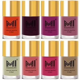 MI FASHION Set of 8 Velvet Matte Long Lasting Vegan Nail Polish - 9.9 ml each-image-9
