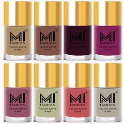 MI FASHION Set of 8 Velvet Matte Long Lasting Vegan Nail Polish - 9.9 ml each-image-59