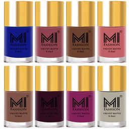 MI FASHION Set of 8 Velvet Matte Long Lasting Vegan Nail Polish - 9.9 ml each-image-58