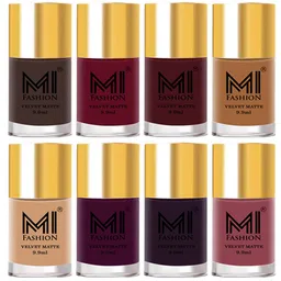 MI FASHION Set of 8 Velvet Matte Long Lasting Vegan Nail Polish - 9.9 ml each-31