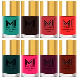 MI FASHION Set of 8 Velvet Matte Long Lasting Vegan Nail Polish - 9.9 ml each-image-103