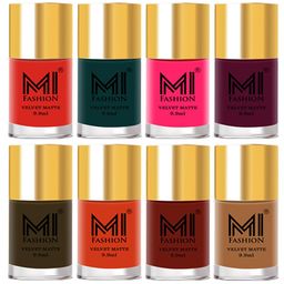MI FASHION Set of 8 Velvet Matte Long Lasting Vegan Nail Polish - 9.9 ml each-image-57