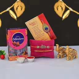 Rakhi Combo for Brother with Celebration Chocolate Elephant Showpiece Assorted Gift Box-image-29