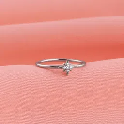 Sterling Silver Polaris Ring,Fixed Size,Indian - 10 Sterling Silver Zircon Rhodium Plated Ring-image-3