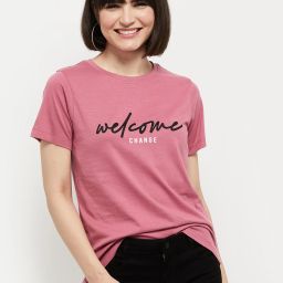 max Women Printed Round Neck Pure Cotton Pink T-Shirt-picture-25