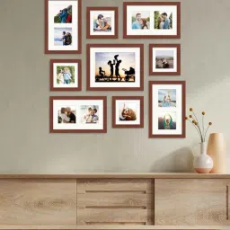 art street Madeline Set Of 9 Brown Synthetic Wood Collage Photo Frames-picture-41