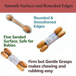 carvenation CarveNation™ Neem Wood Dumb Bell Teether | Tender Dumbbell Shape Wood Teethers | Ayurvedic Beneficial Neem Baby Gum Soothers | Beautiful Chewbies for Toddlers (Set of 2) image 2