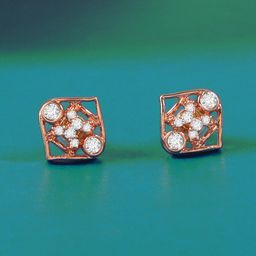ZINU Women White Cubic Zirconia studded Rose Gold Plated Contemporary Studs-image-98